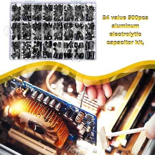 500x 24 Types Elektrolyt Kondensatoren Elkos Capacitors Sortiment 0,1-1000UF Set - Bild 7 von 12