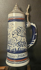 Avon Lidded Beer Stein Breweriana 1976 Handcrafted in Brazil Blue/White Ceramic — photo 1