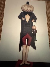PATTERN Vintage Primitive Winter White Pumpkin Doll w/7" Ornament-RARE