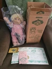 Vintage 1983 Cabbage Patch Kid Coleco With Shipper Box & Birth Certificate