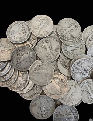 #ad 90% SILVER 1 2 OUNCE USA COINS LOT HALF DOLLARS QUARTERS DIMES OUT OF CIRC MIX $103.84