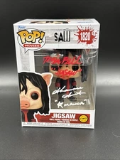 TOBIN BELL & SHAWNEE SMITH DUEL SIGNED SAW JIGSAW CHASE FUNKO POP #1820 BECKETT