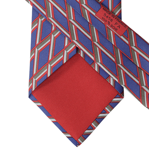 100% Auth HERMES TIE Silk Mens SKINNY GEOMETRIC Pattern 5458 - Foto 3 di 4