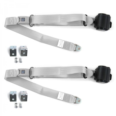 Dodge D Truck 1966-1971 Standard 3pt Gray/Grey Retractable Bucket Seat Belt Kit 