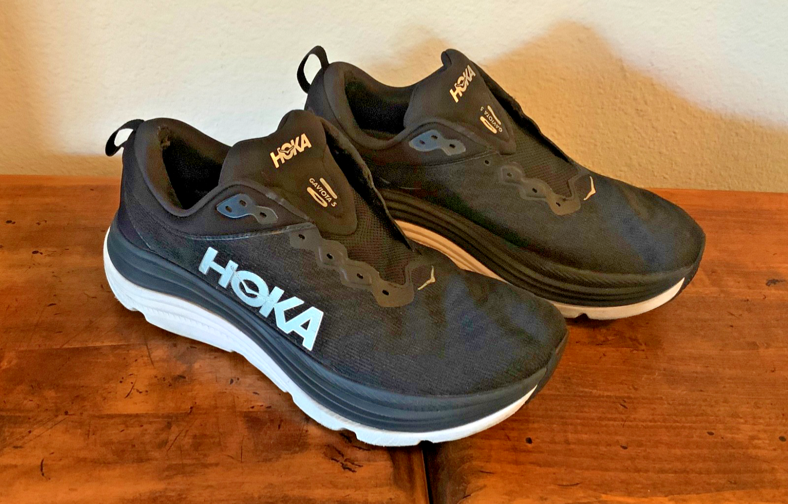 SAOLA Scarpe da corsa da passeggio HOKA ONE ONE da uomo Gaviota 5 1127929 ~ BWHT ~ taglia US 13D
