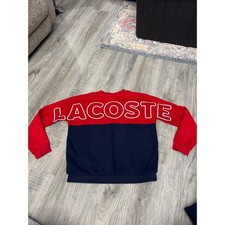 Lacoste Kids Red Navy Blue Colorblock Logo Sweatshirt Size 12 152cm