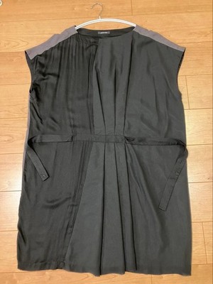 Pas de Calais French Sleeve One Piece Dress Size 38 Black Adjustable Waist