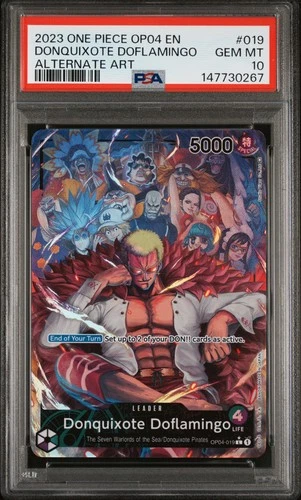 2023 ONE PIECE OP04-KINGDOMS OF INTRIGUE #019 DONQUIXOTE DOFLAMINGO PSA 10