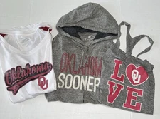 Lot Of 3 Oklahoma Sooners Colosseum Athletics Full Zip Tee Tank Women's XL