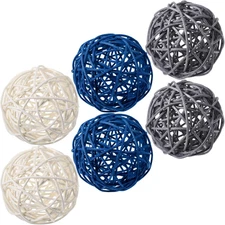 6 Pieces Wicker Rattan Balls Decorative Orbs Vase Fillers for Craft, Party, Wedd