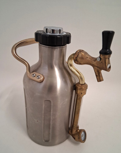 GrowlerWerks uKeg 64 oz Stainless Steel Pressurized Beer Dispenser Tap Gauge