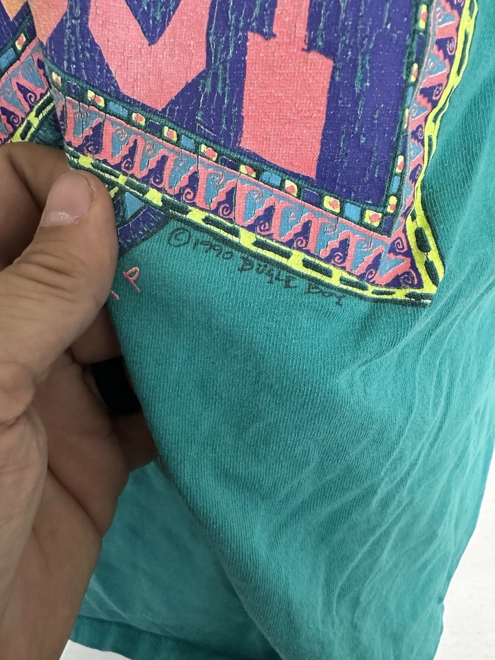 Camiseta Surf Grunge Vintage 90’s Bugle Boy Hombre Neón Puntada Única Talla Mediana Foto 3 de 4