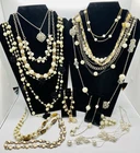 Costume Jewelry Lot, Rhinestones, Pearls. 12 Necklaces Vintage To Modern