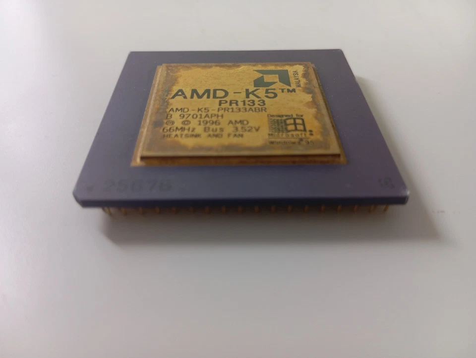 CPU AMD K5 PR166 PR166ABR Gold Top Socket 7 RARO PROCESSORE VINTAGE Non testato! - Immagine 2 di 4