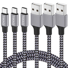 USB C Cable Fast Charging Nylon Braided 3Pack 6Ft USB a to Type C Cord