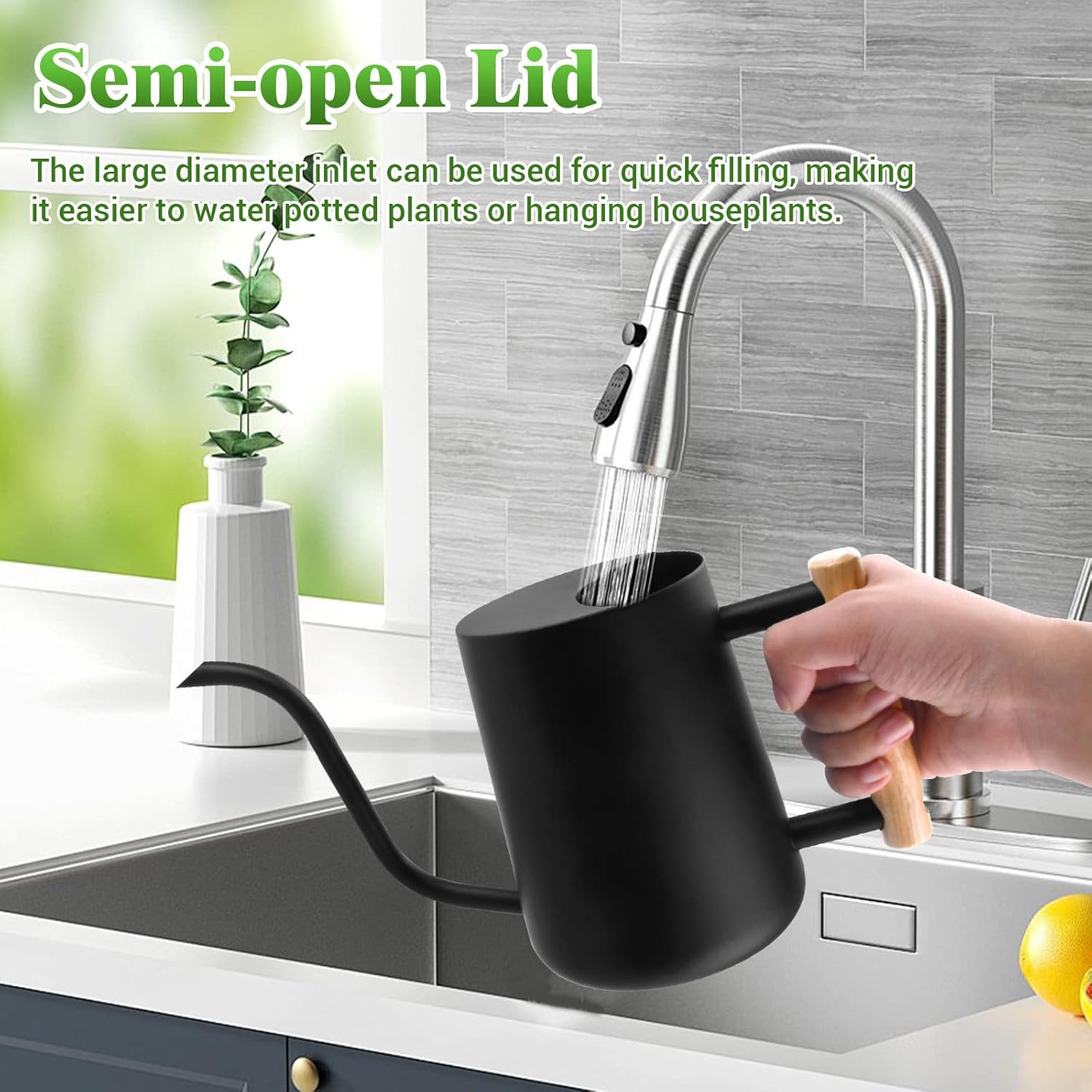 Annaffiatoio 4 litri in PVC verde con nebulizzatore fine - Bonsai Plaza