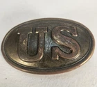 Vintage Civil War Union Reproduction US Impressed Oval Brass Belt Buckle