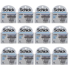 12 Packs Schick Hydro Dry Skin 5 Blades Razor 4 Refills/Pack Total 48 Cartridges 4.75 per gallon