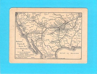COLORADO MIDLAND SANTA FE ROUTE MAP RAILWAY RAILROAD PASS BUSINESS CARD 191x