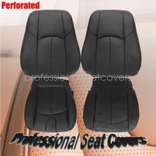 For 2007 2008 Infiniti G35 Front Bottom Top Perforated LEATHER Seat Cover Black