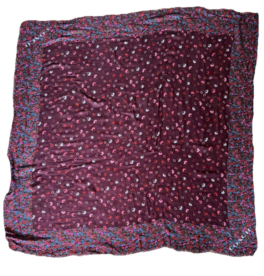 ТРЕНЕР негабаритный квадратный шарф 44 «x 44» примула цветочный принт бахрома кромки - Изображение 2 из 4