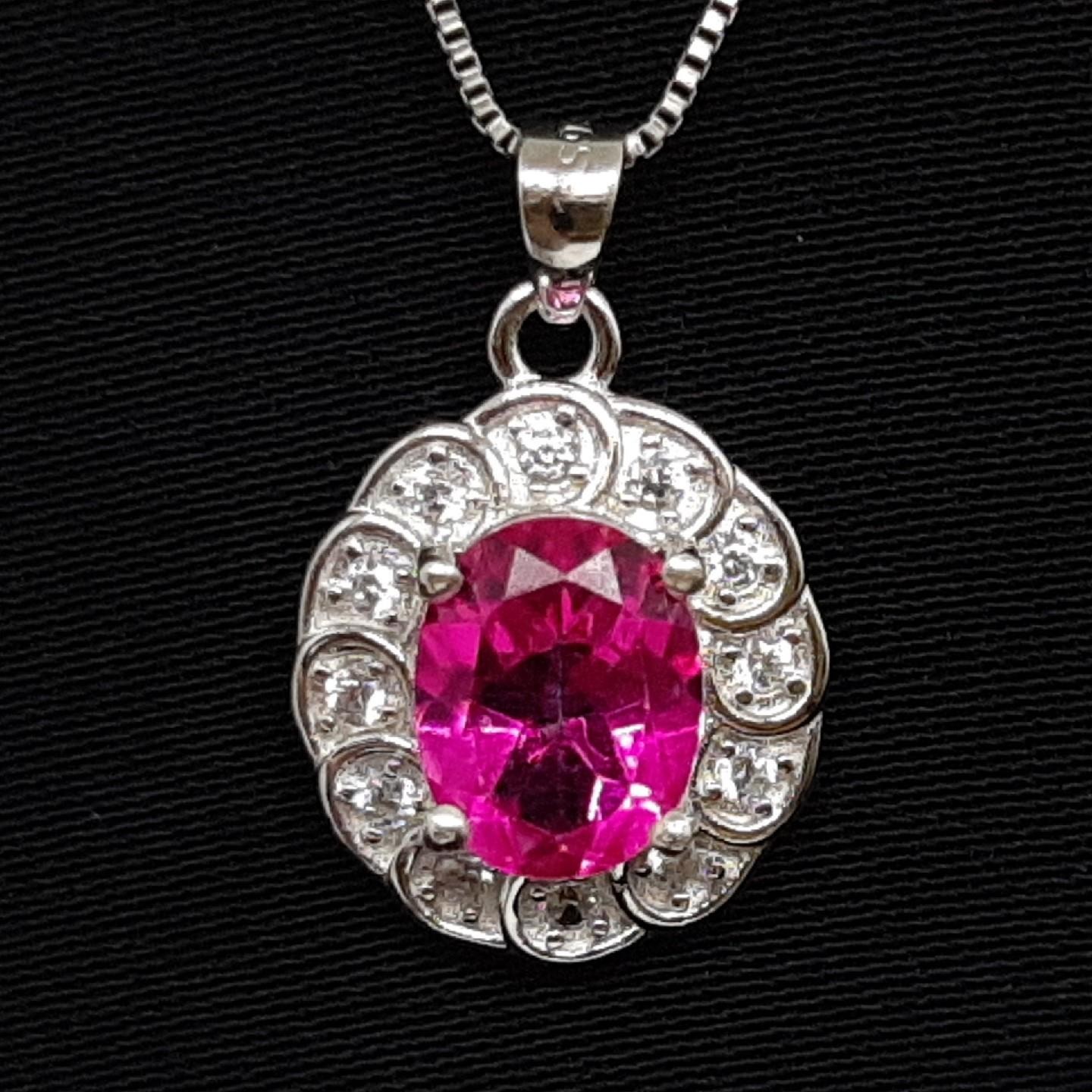 World Class 2.30ctw Pink Topaz & White Sapphire 925 Sterling Silver Pendant