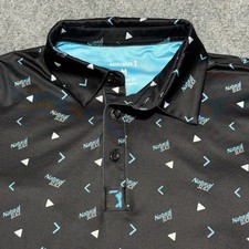 Bogey Bros Polo Shirt Mens M Black Natural Slice Golf Performance Stretch AOP