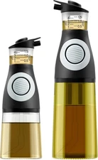 Oil and Vinegar Dispenser Set - Dripless Olive Oil Bottles With Built-In Meas...
