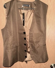 Mage Male Brown Cotton Blend ButtonUp Suit Vest Men’s Size 4XL New W/ Tags Nice!