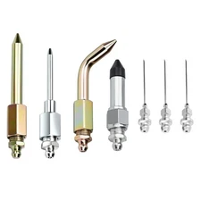 Grease Gun Needle Nozzle Set 7pcs with Rubber Tip Bent Straight and Dispenser