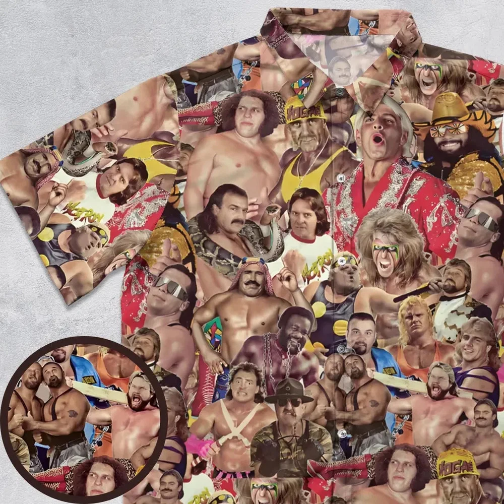 Pro Wrestlers Button Down Shirt Hawaiian Shirt