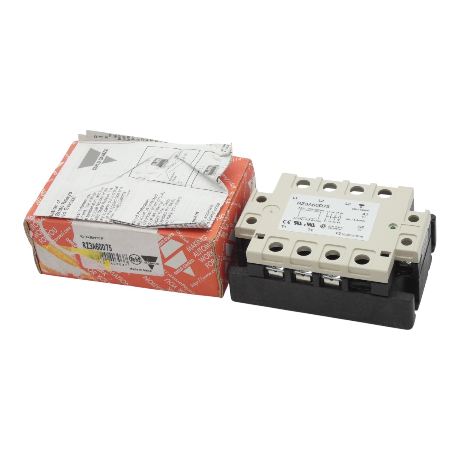 Carlo Gavazzi RZ3A60D75 Halbleiterrelais / Solid state relay -unused/OVP-