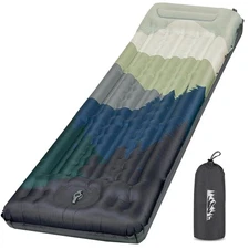 Camping Sleeping Pad 5 Inch Inflatable Air Mattress Pillow Foot Pump Lightweight