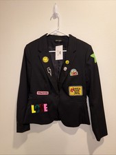  168 NWT Sojara Black Multi Patch Blazer Jacket Women  s Sz Medium