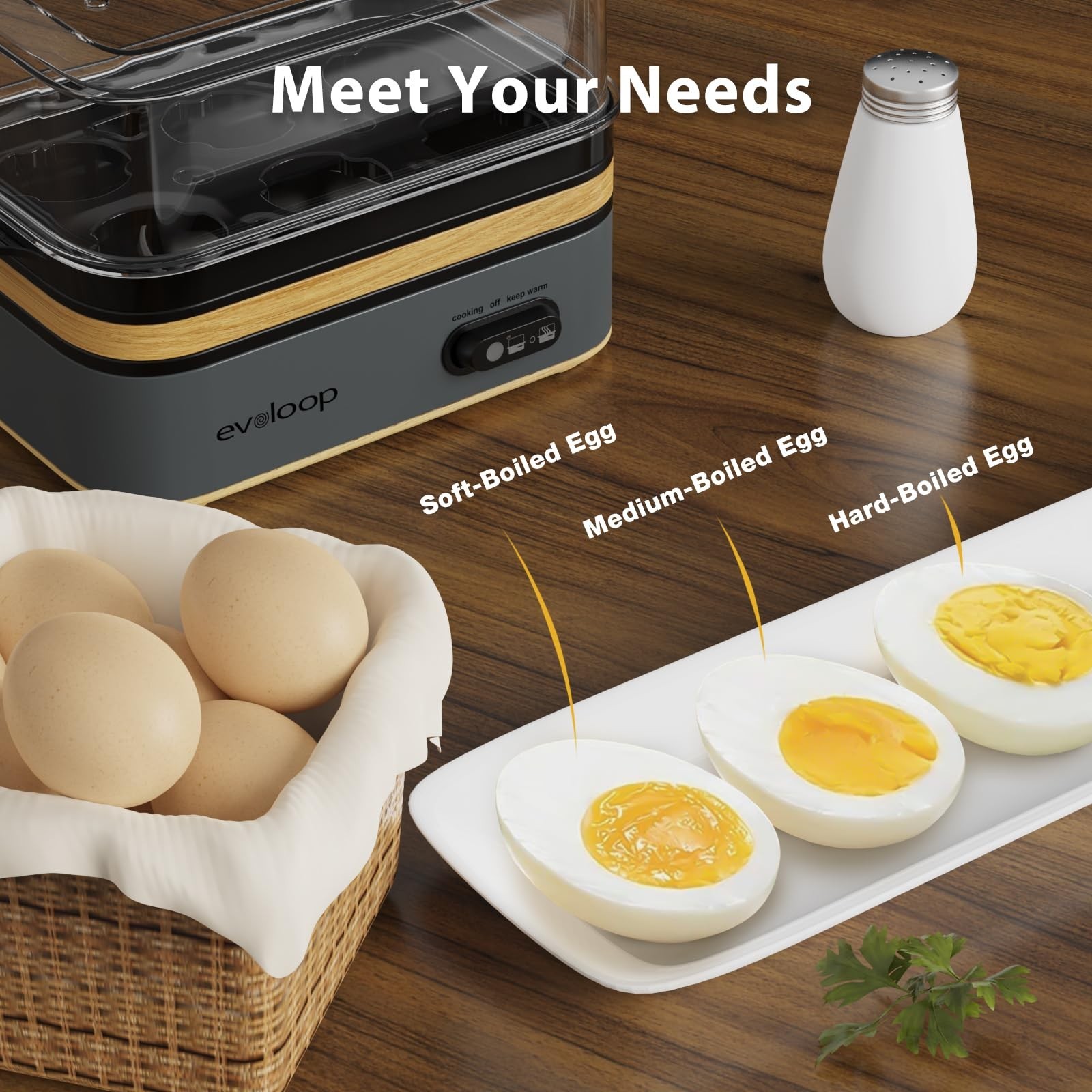 Evoloop Rapid Egg Cooker Electric 6 Eggs Capacity, Soft, Medium, Hard Boiled,...