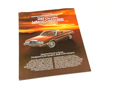 1982 Chrysler LeBaron Convertible Mark Cross Edition Information Sheet Brochure