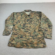 Vintage Military Jacket Men Large Long Button Forest Camouflage Marine Corps