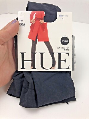 Tights Sz 1 NEW Women's Black Opaque Control Top Hue Denier