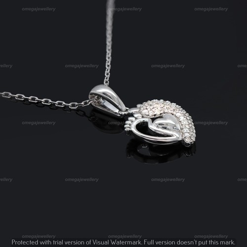 0,13 kt natürlicher I2 H Diamant Herz Anhänger 18" Halskette 10 K massives Weißgold - Bild 4 von 12