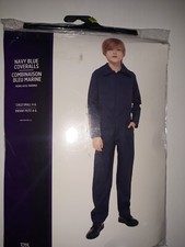 Navy Blue Coveralls Mechanic Boiler Suit Killer Jumpsuit Costume Boys Small 4/6