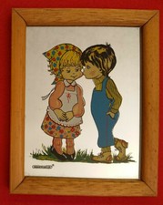 QUADRO A SPECCHIO MIRROR MONDIALDECOR BAMBINI CAMPAGNA BACIO AMORE PICCIRIDDI