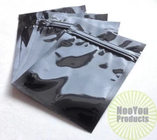 25 Pack - Aluminum/Foil Black Mylar Zipper Lock 3.5"x5" Baggies, Smell Proof Bag