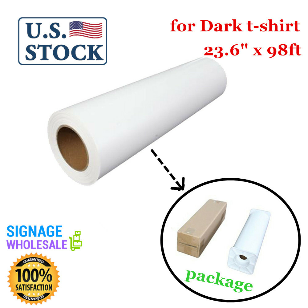 23.6"x98ft Roll White Eco-Solvent Printable Heat Transfer Vinyl For  Dark T-shirt | eBay