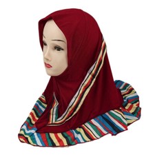 One Piece Amira Kids Muslim Girls Scarf Islamic Hijab Headscarf Shawls Wrap 2-6Y