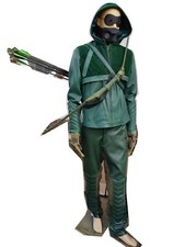 Green Arrow Oliver Queen Cosplay Costume (Real Leather)  Full Suit Unused Tags