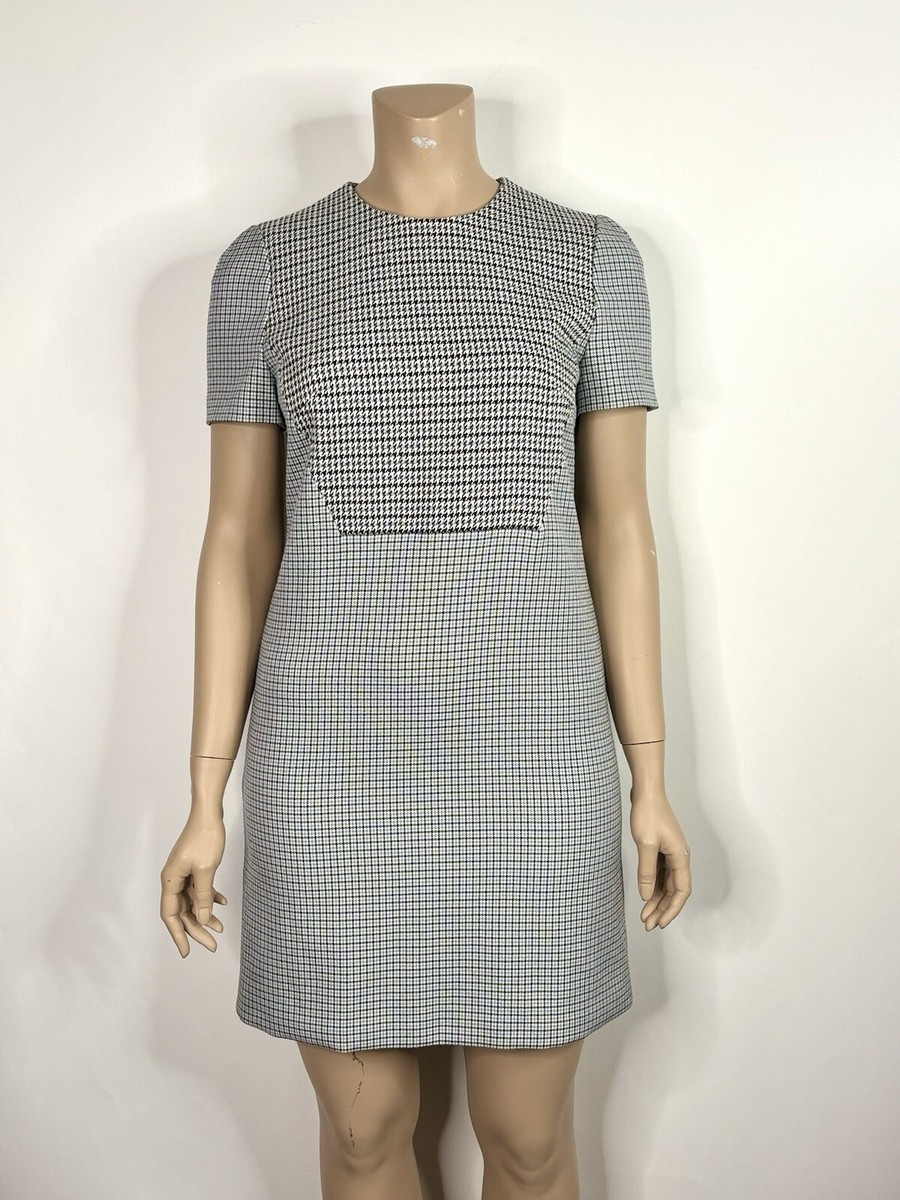 alexander mcqueen grey dress Alexander McQueen Grey Checked Wool Pleated Sleeve Dress S Alexander McQueen