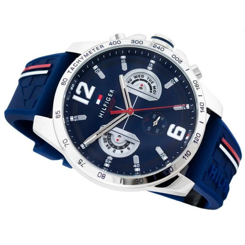 Tommy Hilfiger Mens Decker Blue Dial Blue Rubber Strap 1791476