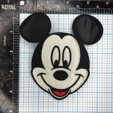 VINTAGE DISNEY MICKEY MOUSE FACE 4.5" IRON ON PATCH EMBROIDERED SATEEN 1