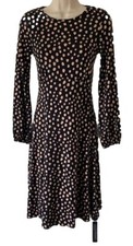 Beautiful Roman Size 8 UK  Black Beige Dot Print Dress Excellent condition!