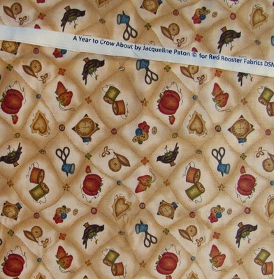 1/2 yd A YEAR TO CROW ABOUT Sewing Jacqueline Paton Red Rooster Fabric #23088